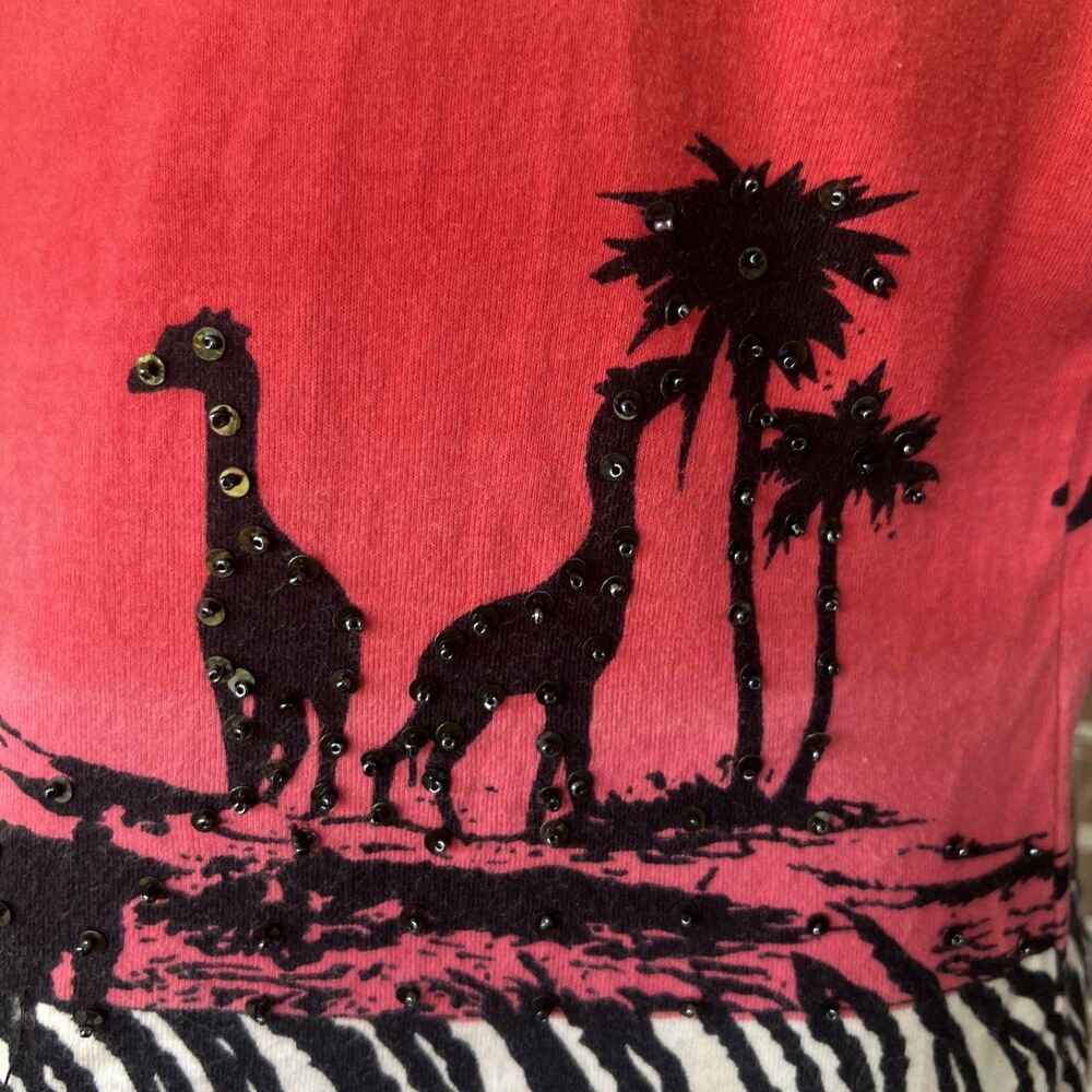 Take Two Clothing Co. Vintage 90s African Safari Sunset Beaded Top Large Cotton - Picture 3 of 10